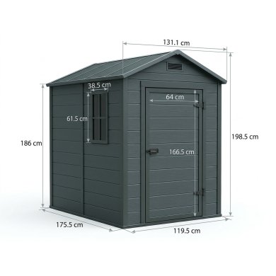 Садовий будиночок Garden Line GRIDEN 131,1x186x198,5 см Чорний DOR3433 фото - 6