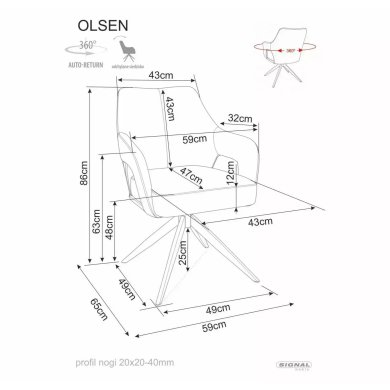 Обеденный стул поворотный Signal OLSEN Leo Светло-бежевый OLSENLEKJBE фото - 7
