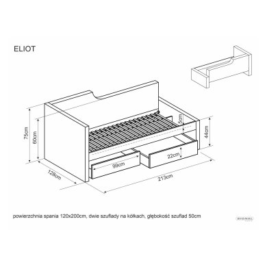 Кушетка Signal ELIOT Welur 120х200 см Серый ELIOTV120SZ фото - 2