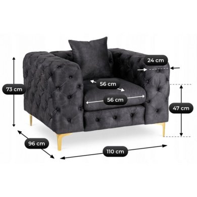 Крісло м'яке Mebel Elit SORRENTO 1S Welur Чорний ME.SORRENTO1S/CZ/V/FW фото - 9