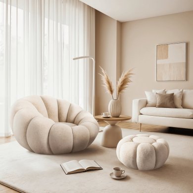 Крісло м'яке поворотне з пуфом Mebel Elit PETTIT Бежевий - 6 Крісло м'яке поворотне з пуфом Mebel Elit PETTIT Бежевий ME.PETTIT/BZ/TB/FW фото - 6