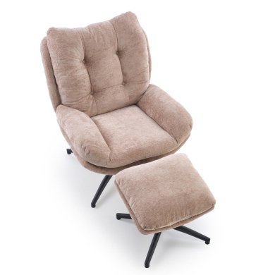 Кресло мягкое поворотное с подставкой Halmar PESTO Бежевый V-CH-PESTO-FOT-BEŻOWY фото - 4