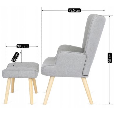 Крісло м'яке з підставкою Mebel Elit LOZANO 2 Сірий ME.LOZANO2/P/DK/T/FW фото - 16