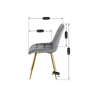 Обідній стілець Mebel Elit CARO Welur Сірий - 6 Обідній стілець Mebel Elit CARO Welur Сірий ME.CARO/P/ZL/V/K фото - 6