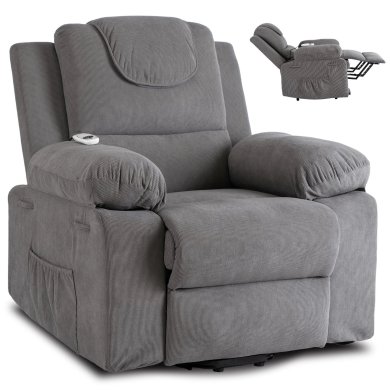 Крісло м'яке розкладне масажне з реклайнером Mebel Elit FENIX Velvet Сірий ME.FENIX/P/SZTR/FW