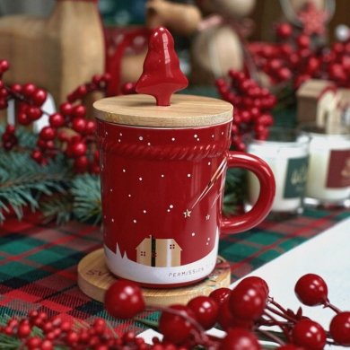 Кружка Homla TREE TIME 280 мл | Красный / Принт 159983 фото - 5