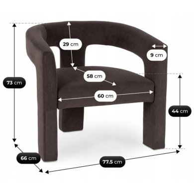 Кресло мягкое Mebel Elit LILLE Welur Коричневый ME.LILLE/BR/V/FW фото - 7