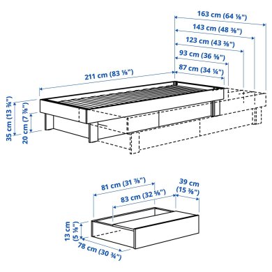 IKEA Раскладная кровать с матрасом GLAMBERGET 80-160x200 см Сосна (ИКЕА ГЛАМБЕРГЕТ) 59568482 фото - 10