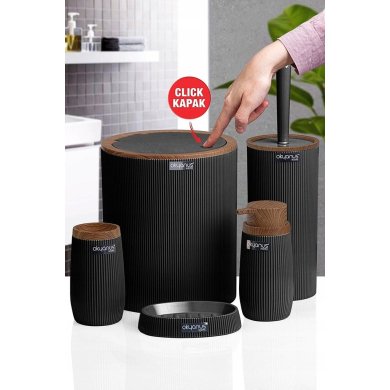 Набір аксесуарів для ванної кімнати Chomik 5 шт Чорний OKY4783 фото - 3