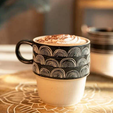 Кружка Homla GRANTI 400 мл | Черный / Кремовый - 5 Кружка Homla GRANTI 400 мл | Черный / Кремовый 218175 фото - 5