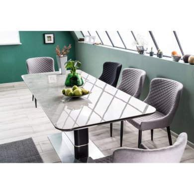 Раскладной обеденный стол Signal PALLAS Ceramic Marmur Cерый PALLASCSZC160 фото - 6