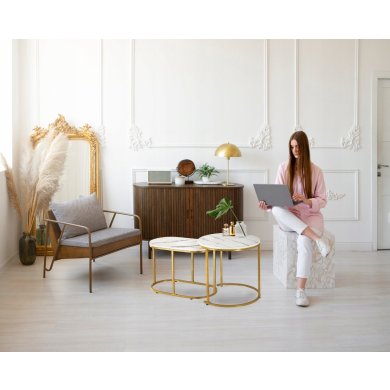 Комплект журнальных столов Chomik II Marmur 2 шт Белый - 4 Комплект журнальных столов Chomik II Marmur 2 шт Белый FAT1466 фото - 4