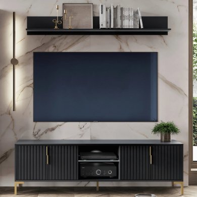 Тумба під ТВ Mebel Elit TORELLO 2 Чорний - 4 Тумба під ТВ Mebel Elit TORELLO 2 Чорний W.FLINN/FL01/CZ/CZMAT/ZL/RTV4D фото - 4