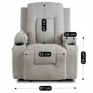 Крісло м'яке розкладне масажне з реклайнером Mebel Elit BOX Velvet Сірий ME.BOX2/P/SZTR/FW фото - 14