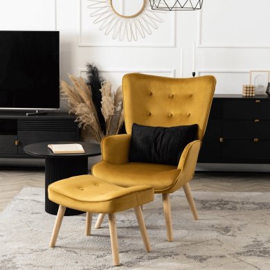 Кресло мягкое с подставкой Mebel Elit LOZANO Welur Горчичный ME.LOZANO/CU/DK/V/FW фото - 9