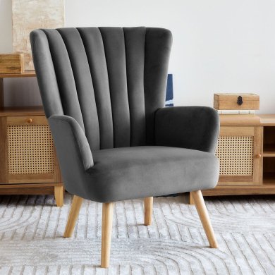 Крісло м'яке Homla MILLS Welur Сірий 218193 фото - 7