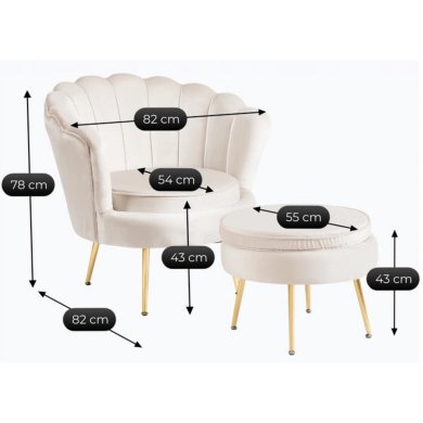 Крісло м'яке з підставкою Mebel Elit GRAND Welur Кремовий ME.GRAND/KR/V/FW фото - 9