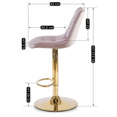 Барний стілець Mebel Elit ARCOS Welur Рожевий ME.ARCOS/R/ZL/V/H фото - 8