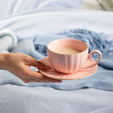 Чашка з блюдцем Homla MINA 250 мл Рожевий 238980 фото - 4