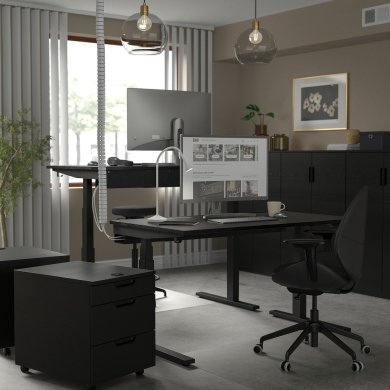 IKEA Письмовий стіл для роботи сидячи/стоячи MITTZON Чорний (ИКЕА МИЦОН) 09528257 фото - 4