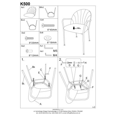 Обеденный стул Halmar K500 Бежевый - 20 Обеденный стул Halmar K500 Бежевый V-CH-K/500-KR фото - 20