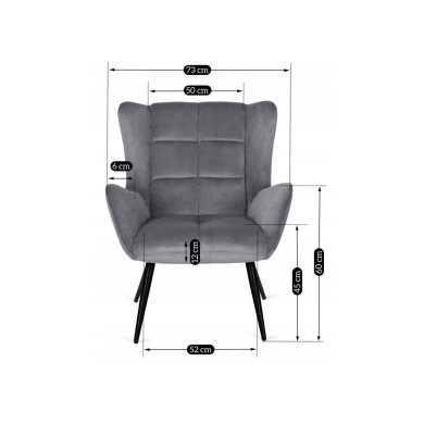 Кресло мягкое Mebel Elit VINCENT Серый ME.VINCENT/P/V/FW фото - 12