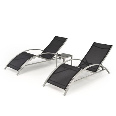 Комплект шезлонгів та столик Halmar EMBOLO Чорний - 2 Комплект шезлонгів та столик Halmar EMBOLO Чорний PROMO-EMBOLO-ZESTAW фото - 2