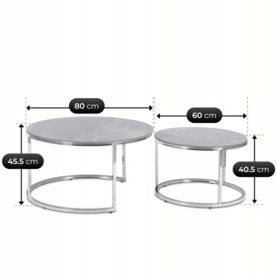 Комплект журнальних столів Mebel Elit MILANO 2 шт Сірий ME.MILANO/SZM/SR/L фото - 7