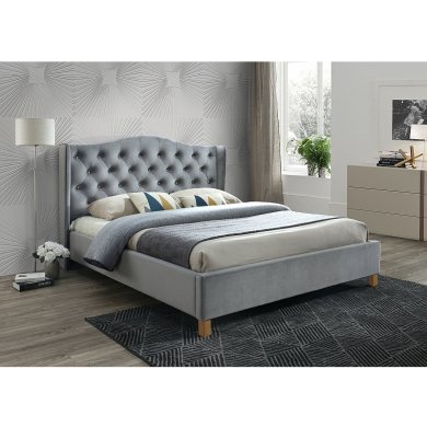 Ліжко Signal Aspen Velvet | 180х200 / Дуб / Сірий (Bluvel 14) ASPENV180SZD