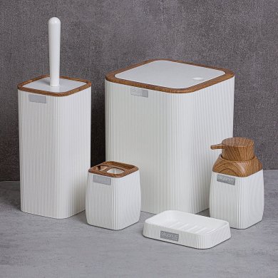 Набор аксессуаров для ванной комнаты Chomik 5 шт Белый OKY5018 фото - 3