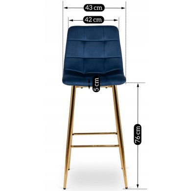 Барный стул Mebel Elit ARIEL Welur Синий - 11 Барный стул Mebel Elit ARIEL Welur Синий ME.ARIEL/GR/ZL/V/H фото - 11