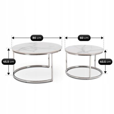 Комплект журнальних столів Mebel Elit AMARA Marmur 2 шт Білий ME.MAXAMARA/BM/SR/CER/L фото - 6