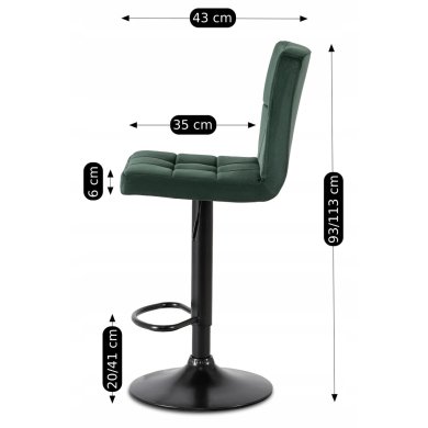 Барный стул Mebel Elit NERO Welur Зеленый ME.NERO/Z/CZ/V/H фото - 10