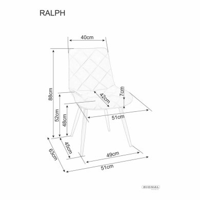 Обеденный стул Signal RALPH Welur Серый RALPHVCSZ фото - 4