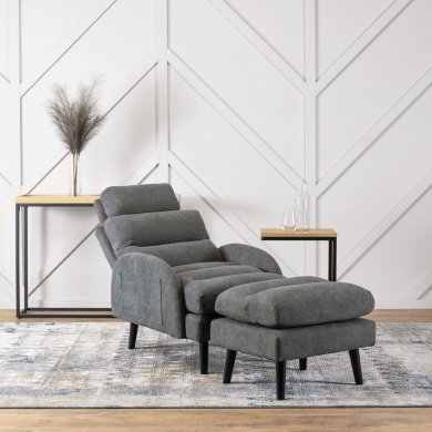 Крісло м'яке розкладне з пуфом Mebel Elit HENRY Сірий - 11 Крісло м'яке розкладне з пуфом Mebel Elit HENRY Сірий ME.HENRY/P/T/FW фото - 11