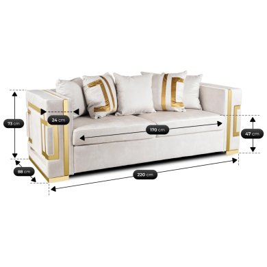 Диван Mebel Elit PALLAZO 3S Welur Кремовый ME.PALLAZO3S/KR/ZL/V/SOF фото - 7