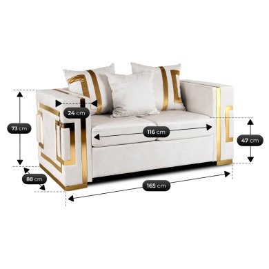 Диван Mebel Elit PALLAZO 2S Welur Кремовый ME.PALLAZO2S/KR/ZL/V/SOF фото - 7