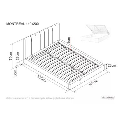 Кровать Signal MONTREAL Welur 140х200 см Бежевый MONTREALV140BE фото - 8