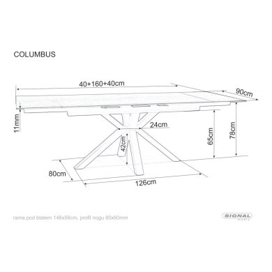 Раскладной обеденный стол Signal COLUMBUS Ceramic Дерево COLUMBUSCBRC160 фото - 14