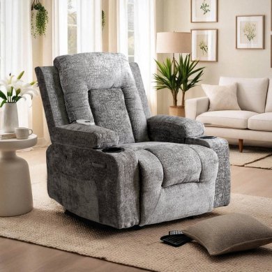 Крісло м'яке розкладне масажне з реклайнером Mebel Elit BOX Welur Сірий - 12 Крісло м'яке розкладне масажне з реклайнером Mebel Elit BOX Welur Сірий ME.BOX/P/V/FW фото - 12