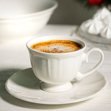 Чашка с блюдцем Homla JASMINE 130 мл Белый 221312 фото - 4