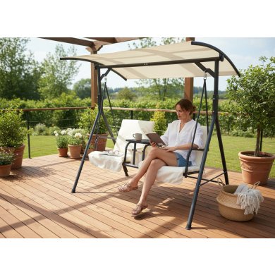 Садова гойдалка Garden Line 170x110x165 см Бежевий KRE6779 фото - 2