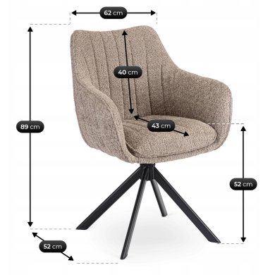 Обідній стілець поворотний Mebel Elit BAJA Boucle Коричневий ME.BAJA/BR/CZ/TB/K фото - 8