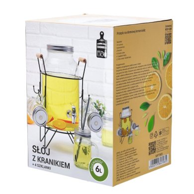 Диспенсер для напитков и 4 стакана Chomik 6 л Прозрачный SIP7965 фото - 4