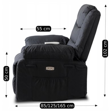 Кресло мягкое раскладное массажное с реклайнером Mebel Elit JASPER 2 Черный ME.JASPER/CZ/E/FW фото - 13