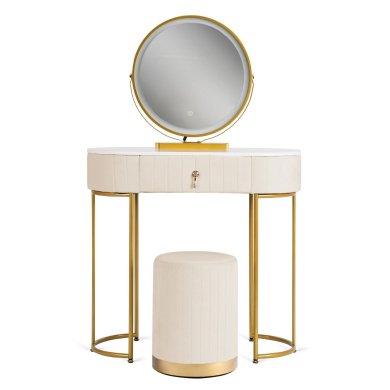 Туалетный стол c пуфом Mebel Elit ASHLEY MINI Marmur Бежевый ME.ASHLEYMINI/BZ/ZL/B фото - 2