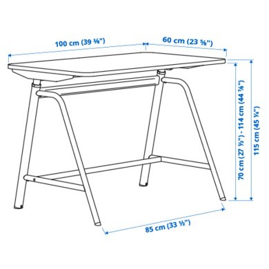 IKEA Письменный стол для работы сидя/стоя GLADHOJDEN Белый (ИКЕА ГЛАДХОЙДЕН) 30493939 фото - 2