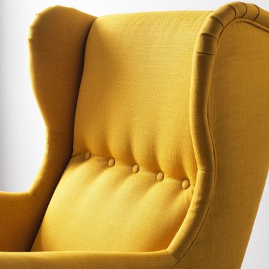 IKEA Кресло мягкое с пуфом STRANDMON Желтый (ИКЕА СТРАНДМОН) 59483906 фото - 2
