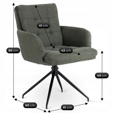 Обеденный стул поворотный Mebel Elit AKITA Velvet Зеленый ME.AKITA/Z/SZTR/K фото - 6