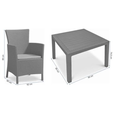 Комплект садових меблів Keter LOWA/MELODY QUARTET Графіт - 5 Комплект садових меблів Keter LOWA/MELODY QUARTET Графіт 002488 фото - 5